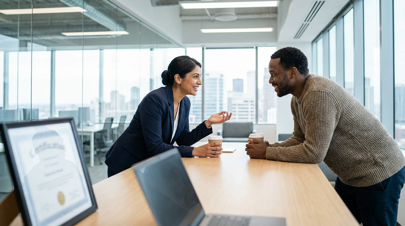 Tax professional reviewing documents
